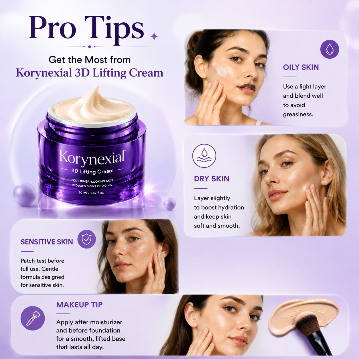 Rediscover Youthful Skin: Lift, Firm & Glow with Korynexial 3D Lifting Cream ✨💜