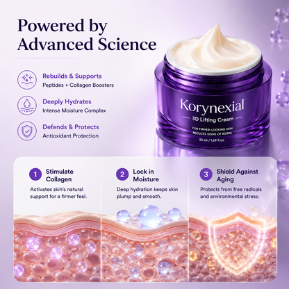 Rediscover Youthful Skin: Lift, Firm & Glow with Korynexial 3D Lifting Cream ✨💜