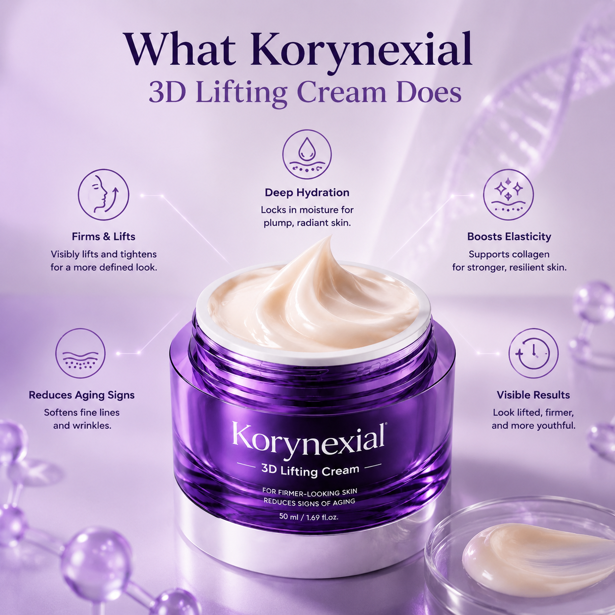 Rediscover Youthful Skin: Lift, Firm & Glow with Korynexial 3D Lifting Cream ✨💜