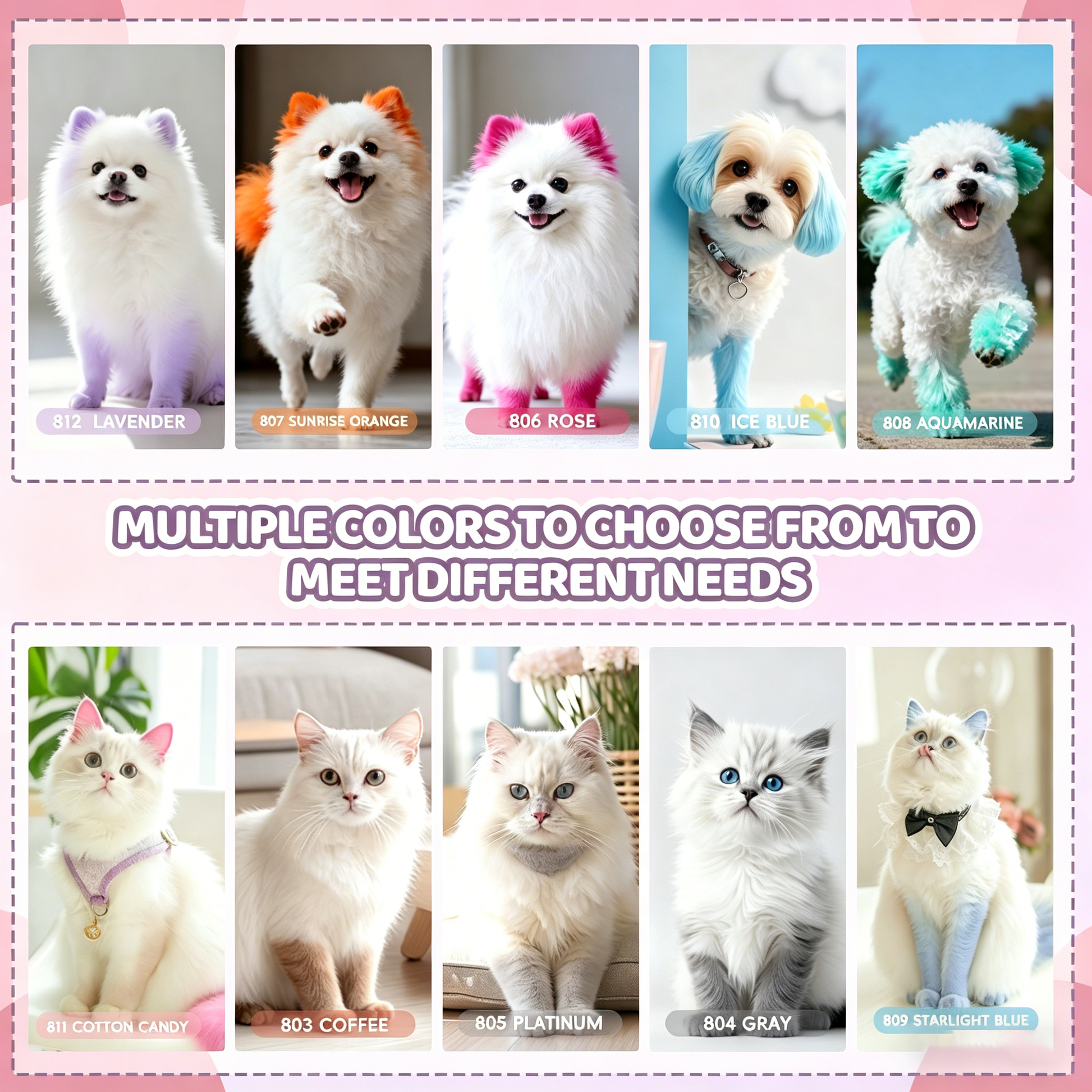 Multiple pet dye colors to choose from