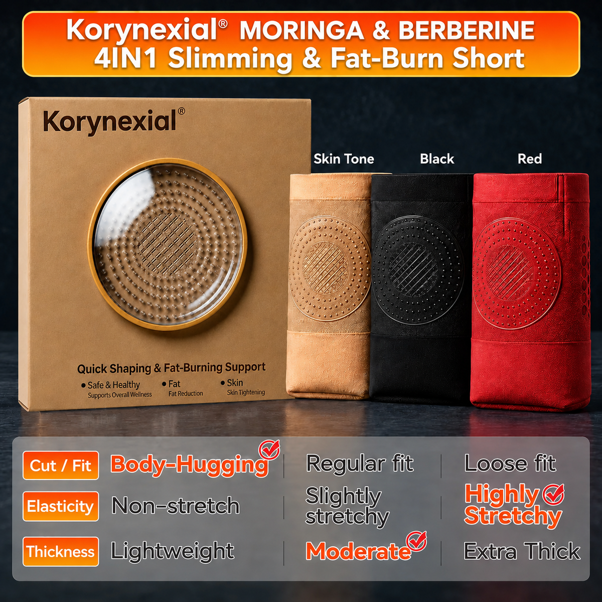 🏅 Award-Winning Design|Korynexial ®✨2026 💥Moringa & Berberine 4-In-1 Thermogenic Sweat-Enhancing Slimming Shorts（副本）