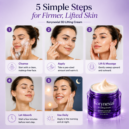 Rediscover Youthful Skin: Lift, Firm & Glow with Korynexial 3D Lifting Cream ✨💜
