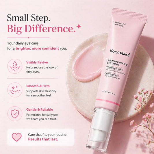 💕 Korynexial PDRN Pink Peptide Eye Cream ✨ Lightweight, Non-Sticky Hydration for Brighter, Firmer-Looking Eyes 💕